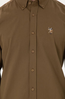 Мужская рубашка цвета хаки с длинным рукавом - U.s. polo assn фото 6