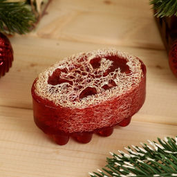 Массажное мыло с люффой Брусника - Корица 100 г - Добропаровъ фото 3