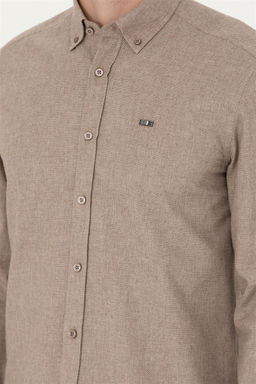 Мужская рубашка светло-коричневого цвета с длинным рукавом - U.s. polo assn фото 7