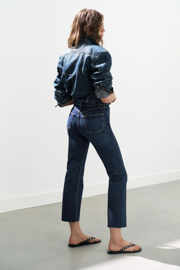 JEANS TRF CROPPED FLARE TIRO ALTO / Marino