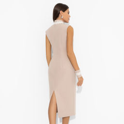 Платье комбинированное с кружевом, Поцелуй удачи (biege, с манжетами) - Charutti фото 5