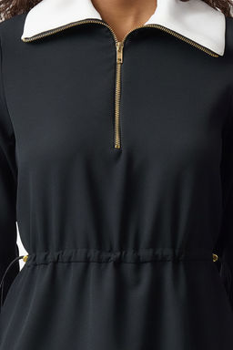 Trendyolmilla Siyah A Kesim Beli Ayarlanabilir Mini Dokuma Elbise TWOAW25EL00330 фото 3