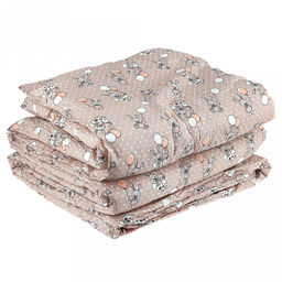 Одеяло детское Зайчишки беж 110х145см, теплое, наполнитель 300г/м2 - файбер высшего сорта, чехол бязь Комфорт 121г/м2 (хлопок 100%), стеганое, упаковка Компакт пакет ПВХ, еврослот, д25х55см/1кг, Домашняя мода (Россия)  фото 2