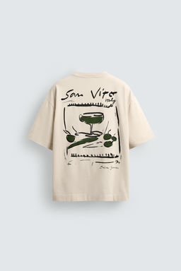 CAMISETA TEXTOS ESTAMPADOS / Crudo / Beige