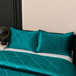 Велюровое покрывало в клетку и две наволочки OVL045 240*260/50-70 2 шт - Ситрейд фото 9