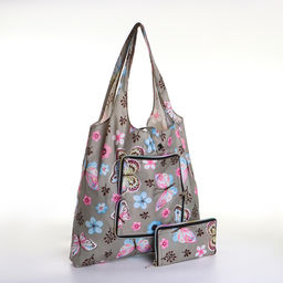 Сумка хозяйственная «Бабочки» на кнопке, складная, серая