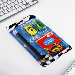 Подарочный набор канцелярский, ластики 2 шт., блокнот, карандаши «Крутому гонщику»