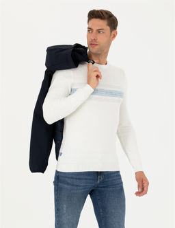 Ekru Slim Fit Fermuarl_ Dik Yaka Triko Kazak - Pierre cardin фото 5