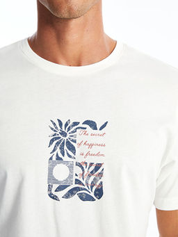 Bisiklet Yaka K?sa Kollu Bask?l? Penye Erkek Ti??rt