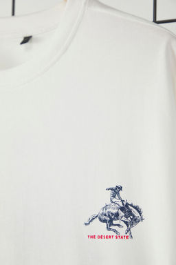TRENDYOL MAN Ekru Modern Heritage Oversize/Genis Kesim %100 Pamuklu S?rt Bask?l? T-Shirt TMNSS25TS00125 - Trendyolmilla фото 9