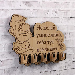 Цена за 2 шт. Ключница настенная «Не делай умное лицо...», крючки декоративные, 13.5×18 см