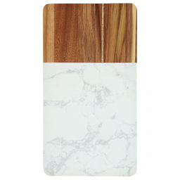 Доска разделочная деревянная "Мрамор" 30х16,5х1,3см, прямоугольная, вставка из белого композитного материала, в амортизирующей упаковке (Китай)