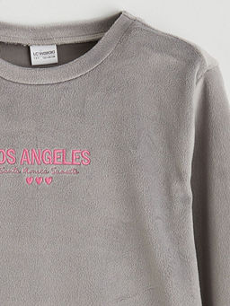 Bisiklet Yaka Los Angeles Nak??l? K?z ?ocuk Kadife Pijama Tak?m