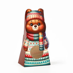 Цена за 5 шт. Коробка новогодняя складная с окном Мишка, 6?12?3.5 см