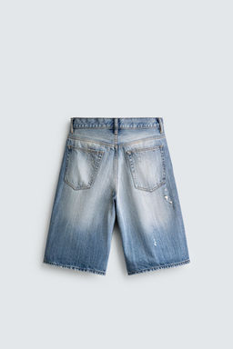 BERMUDA DENIM BAGGY FIT ROTOS / Azul medio - Zara фото 8