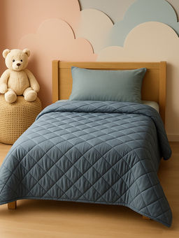 Покрывало 1.5-спальное «Этель» Silk velvet, 120×200±5 см, серо-голубое, велюр