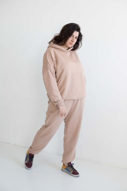 285 Костюм с толстовкой плюссайз, беж - Knitka wear фото 3