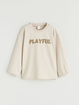 Yaz? Bask?l? Erkek Bebek Sweatshirt ve E?ofman Alt?