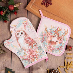 Набор кухонный Сказочные звери варежка-прихватка 20х28см, прихватка 19х19см,100%хл