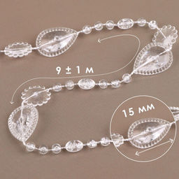 Бусы на нитях, 15 мм, 9±1 м, прозрачные