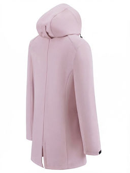Парка женская софтшелл виндстоппер удлинённая с капюшоном розового цвета 9618_1R
