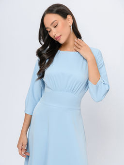 Платье голубого цвета длины миди с расклешенной юбкой - 1001dress фото 4