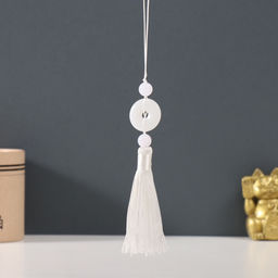 Цена за 5 шт. Подвеска текстиль, пластик Нефритовый кулон, белая, 12.512.5 см