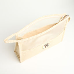 Косметичка на молнии, треугольная, с сеткой, бежевая - Simaland фото 3