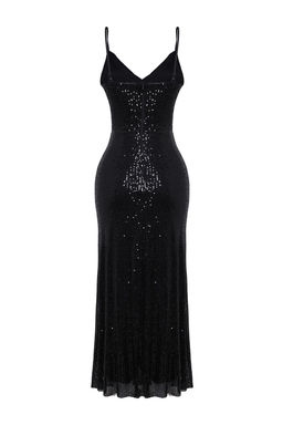 TRENDYOLMILLA Siyah V Yaka Payet Orme S?k Elbise TPRSS25EL00046  фото 6