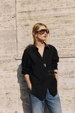 POPLIN SHIRT WITH TABS - Zara фото 2