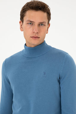 Erkek Slim Fit Yar_m Bal_k__ Yaka Saks Basic Kazak - U.s. polo assn фото 9