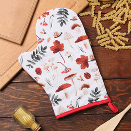 Варежка-прихватка Доляна Грибы 20х28 см, 35% хл, 65% пэ, ватин 250 г/м2