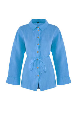 TRENDYOLMILLA Mercan Dokuma %100 Keten Baglamal? Plaj Gomlek TBESS25GO00015  фото 19