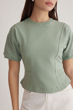 Mint Fitted/Vucuda Oturan Bisiklet Yaka Esnek Orme Bluz TWOSS25BZ00009