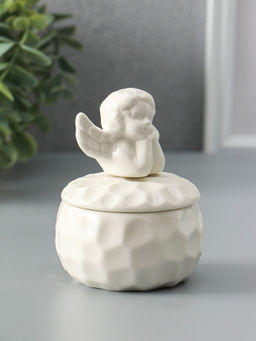 Шкатулка керамика "Ангелочек" белая 8х8х10,5 см