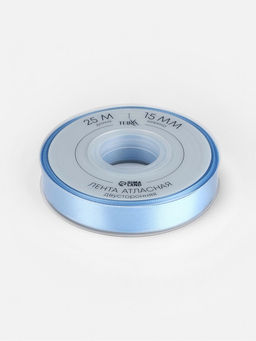 Лента атласная TEIRA, двухсторонняя, 15 мм, 25±1 м, светло-голубая №332