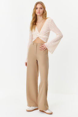 TRENDYOLMILLA Siyah Wide Leg/Genis Paca Dokuma Kumas Pantolon TWOAW21PL0332  фото 2