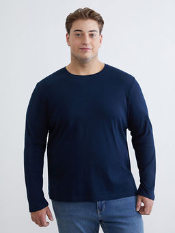 B?y?k Beden Bisiklet Yaka Uzun Kollu Erkek Ti??rt