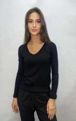 K13033 Джемпер (вязаный трикотаж) ЧЕРНЫЙ