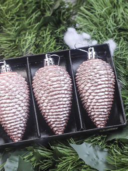 Наборы Шишек Пластиковые Ёлочные игрушки 4 шт розовые - Family фото 3