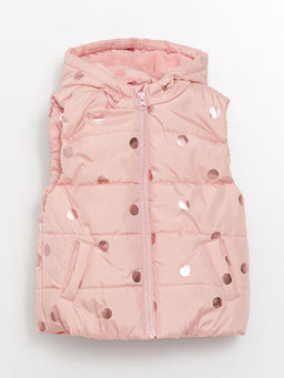 Kap??onlu Bask?l? K?z Bebek ?i?me Yelek