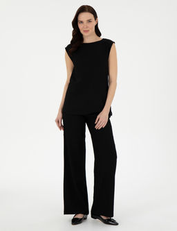 Siyah Y_ksek Bel Loose Fit Pantolon