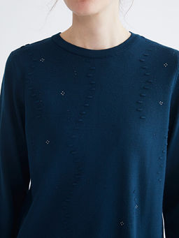 Bisiklet Yaka Desenli Kad?n Triko Kazak