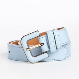 Ремень женский, ширина 3 см, винт, пряжка со вставкой, цвет голубой