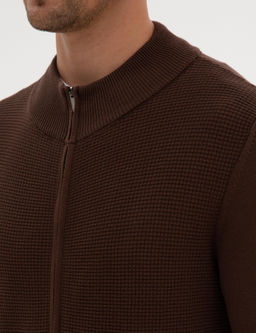 Kahverengi Slim Fit Fermuarl_ Triko H_rka