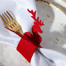 Набор декоративных колец для салфеток Новогодний олень 4 шт, d=5 см, 100% п/э, фетр - Доляна фото 3