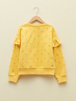 Bisiklet Yaka Bask?l? Uzun Kollu K?z ?ocuk Sweatshirt - Waikiki фото 2