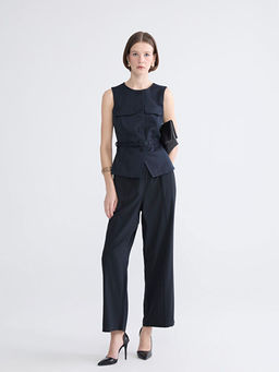 Bisiklet Yaka Beli Kemerli Kad?n Yelek