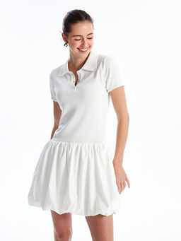 Polo Yaka D?z K?sa Kollu Triko Elbise