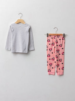Bisiklet Yaka Uzun Kollu Minnie Mouse Bask?l? Pamuklu K?z Bebek Pijama Tak?m? - Waikiki фото 2